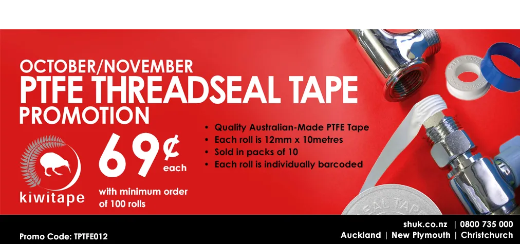 October-November PTFE Threadseal Tape promo